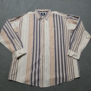 Vintage 20X By Wrangler Mens Western Shirt XXL Blue Orange Striped Cowboy Rodeo